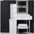 29.2" Small Size Left Bedside Cabinet Vanity Table + Cushioned Stool,2 AC+2 USB Power Station,Hair dryer bracket,Extra Large Touch Control Sliding LED Mirror,Tri-color Switching,Brightness Adjust-702067147