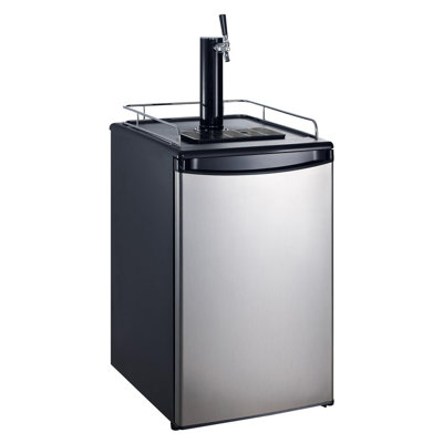 Single Tap Draft Beer Dispenser, 3.3 Cu. Ft. Compact Kegerator with Stainless Steel Look for Home Bar