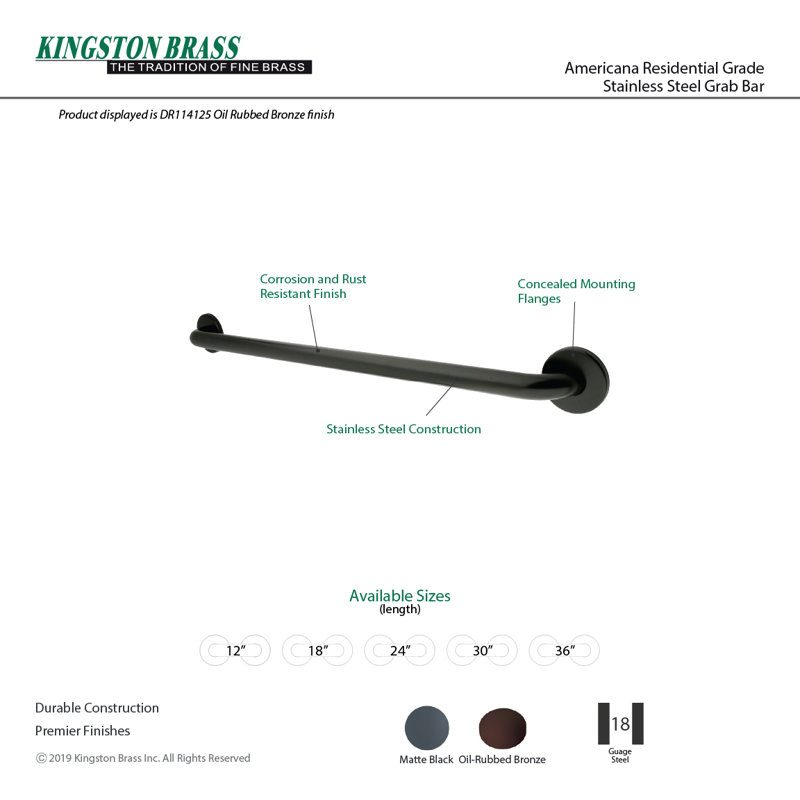 Barre d'appui de 1-1 / 4 po Kingston Brass Americana Kingston Brass, l 36 po