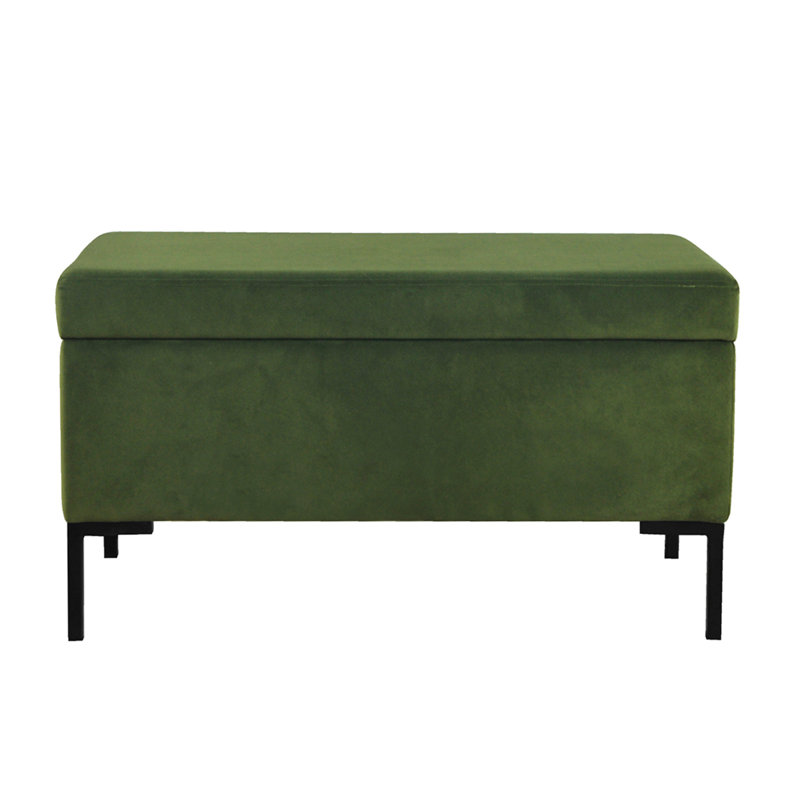 Banc avec rangement Ray, velours, pieds en métal, 32 pouces Ray, Vert forêt
