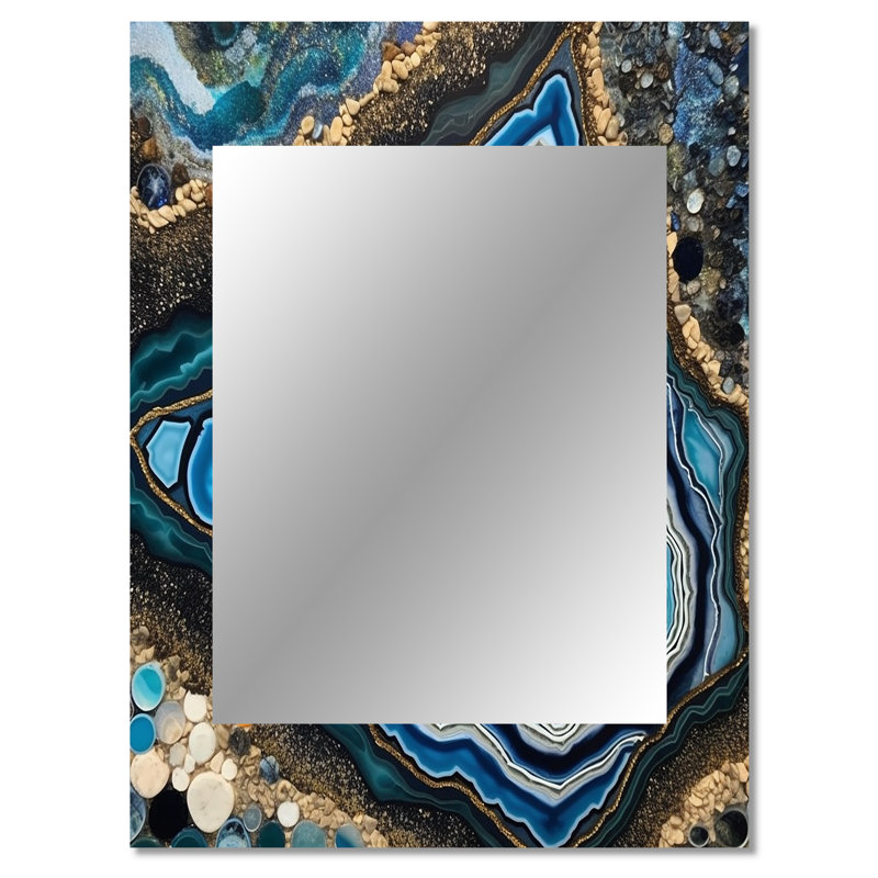 Teal Gold Geode Gems - miroir décoratif en pierre, miroir mural traditionnel, impression d'art en métal, 40 po x 30 po