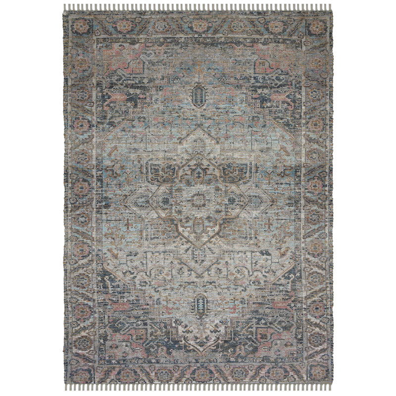 Tapis oriental gris / rose tissé à la main Port Chester, Rectangle 3 pi 6 po x 5 pi 6 po