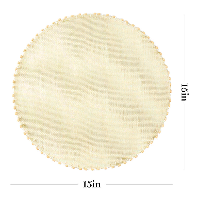Beige Water Resistant Woven Paper Circular Placemats Set of 6