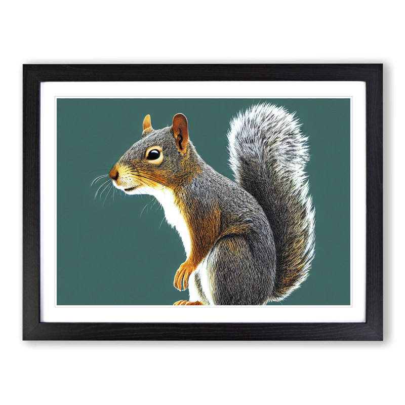 XH1022-990X A Tantalising Squirrel - Single Picture Frame Print, 25cm H x 34cm W x 2cm D, Black