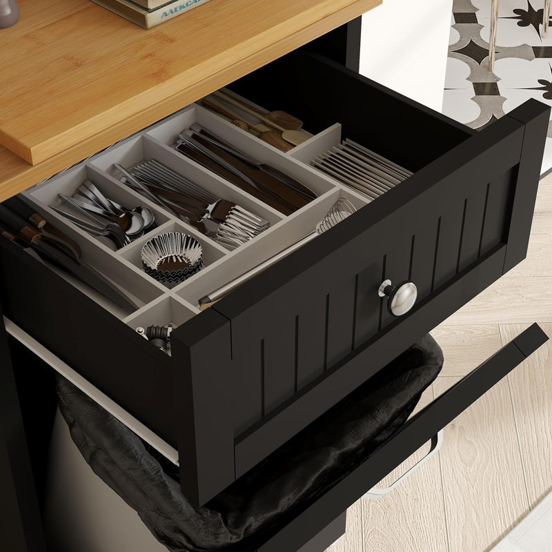 Poubelle en bois manufacturé 20 gallons, Noir