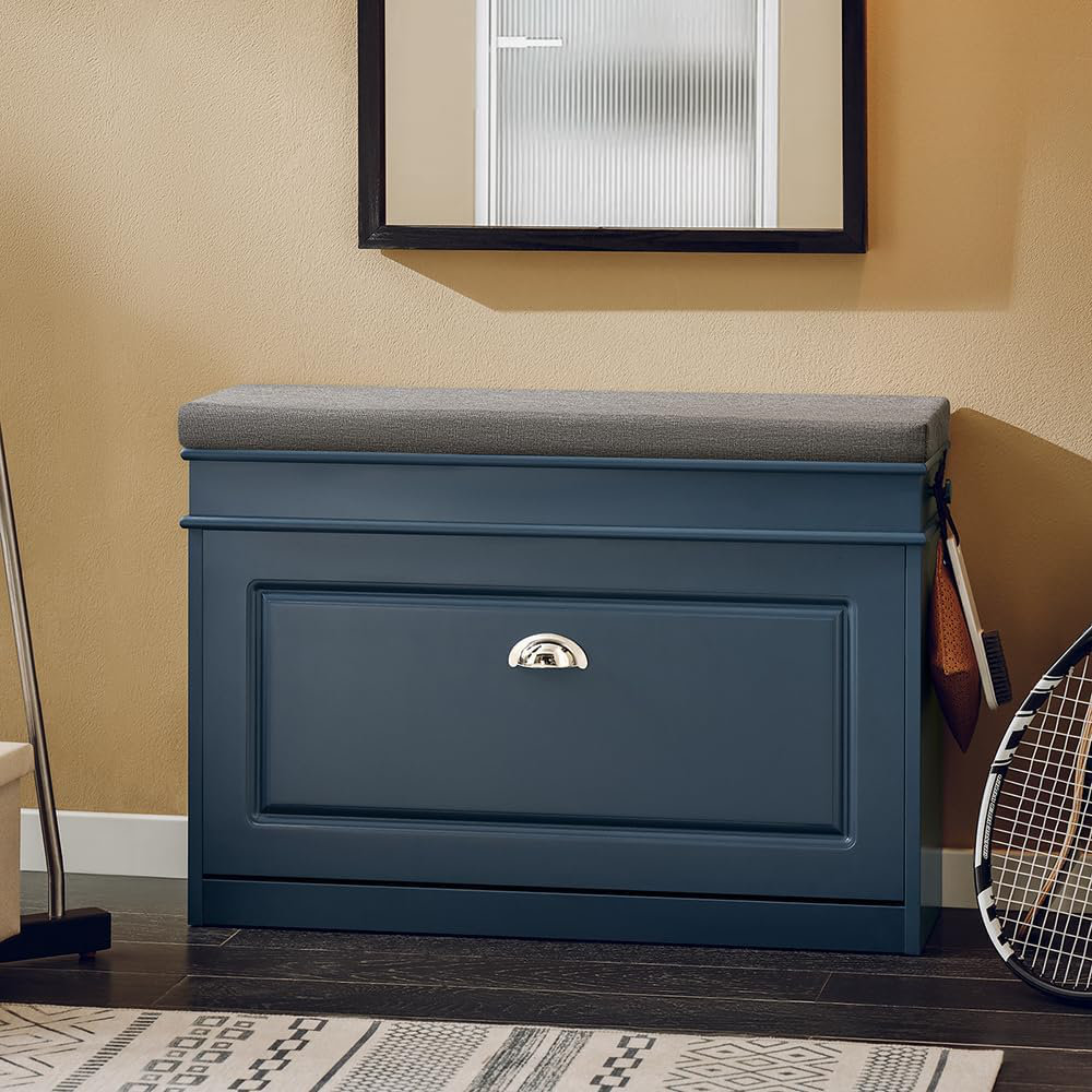 Red Barrel Studio® Narrow Shoe Storage Bench With Flip-Drawer