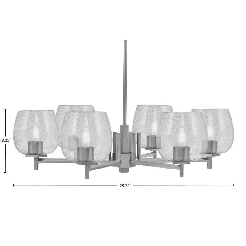 Lustre 6 lumières Finola illustré avec verre fumé 6 "Finola, Graphite