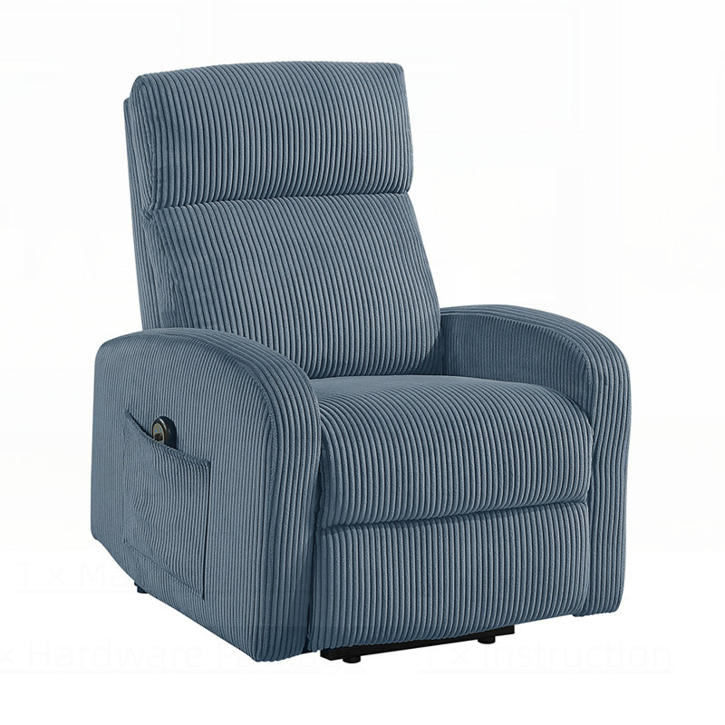 Contemporary Power Lift Chair Recliner with Plush Corduroy Upholstery, Comfortable Side Pocket, and Plywood Frame for Living Room