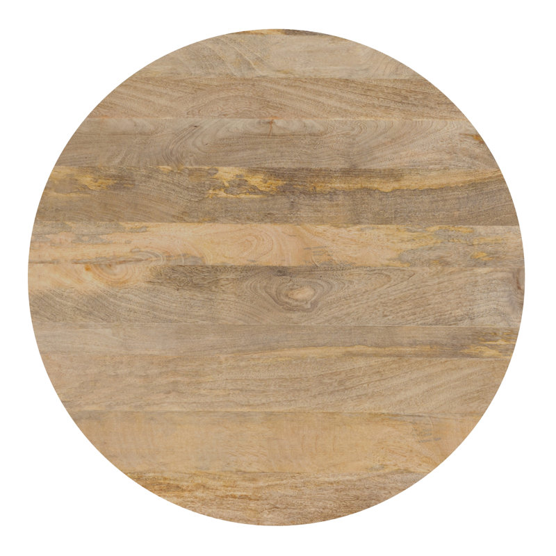 Hunter 45"W Solid Mango Wood Round Dining Table, Industrial Style with Iron Legs, Seats 4