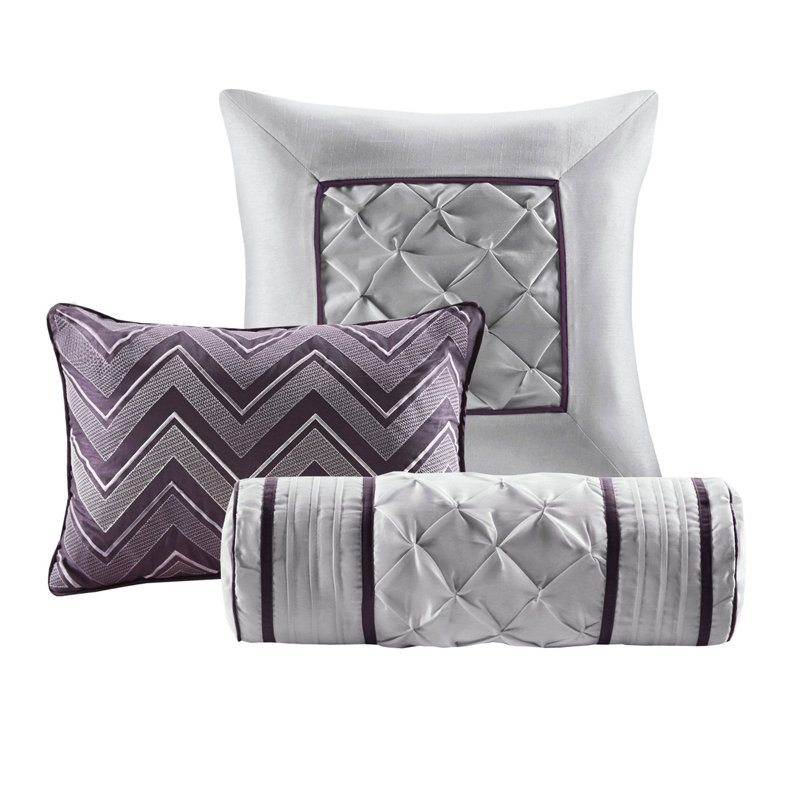 Ensemble de housse de coussin 7 pièces, Grand édredon et 6 pièces supplémentaires, Prune
