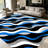 1PC Blue Black White Gray Wavy Geometric Striped area rugs for Living Room, Soft and Comfortable, Suitable for all seasons, easy-to-maintain, machine washable Indoor floor mat, Under Table Farmhouse suitable for living room, dining table, bedroom,-129934771
