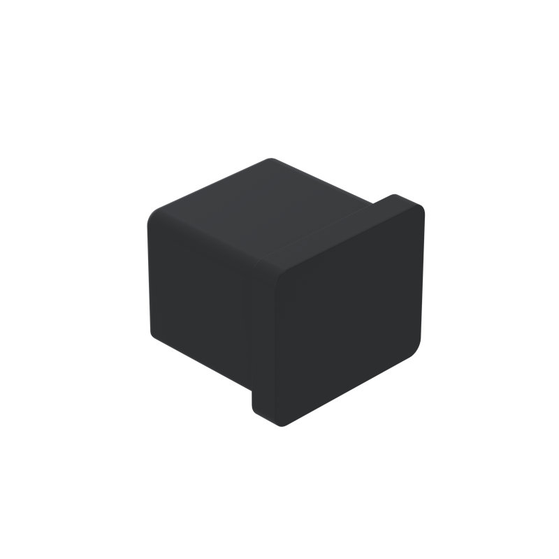 25 mm Square Caprail End Cap, Matte Black