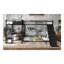 Lit superposé noir en forme de L avec glissade, configuration double sur lit double, mobilier de chambre d'enfant avec escalier de rangement