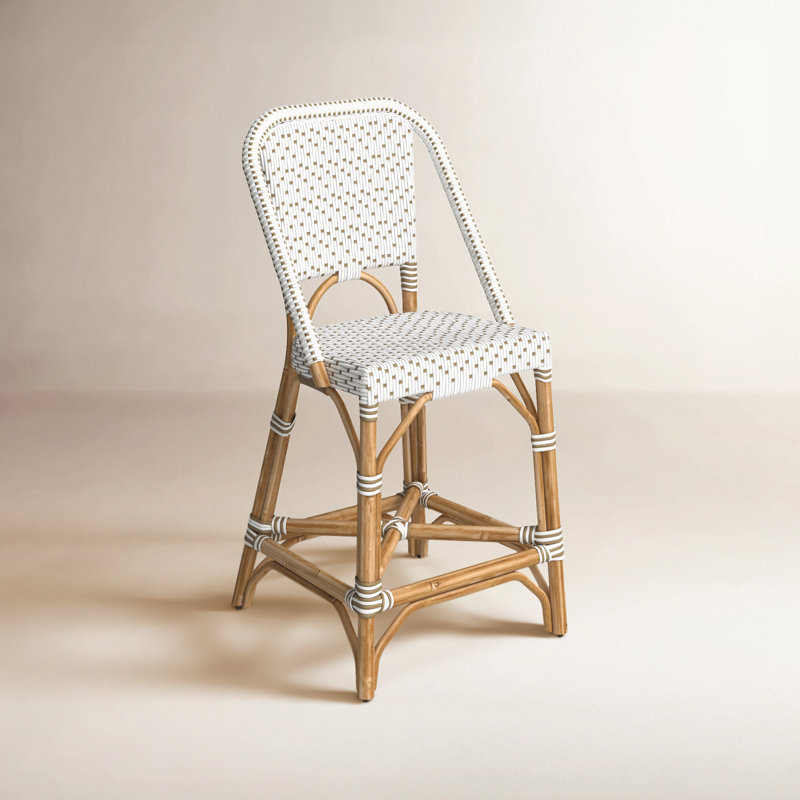 Ezekiel 25" Counter Stool, White/Tan