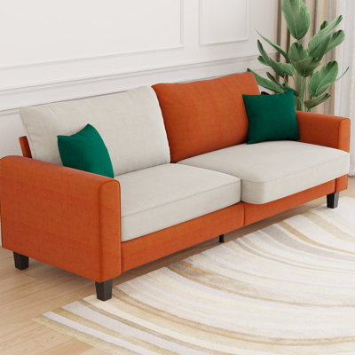 Linen Sofa With 78.7" W Modern Upholstered Wood Legs For Small Spaces, Living Rooms, Bedrooms