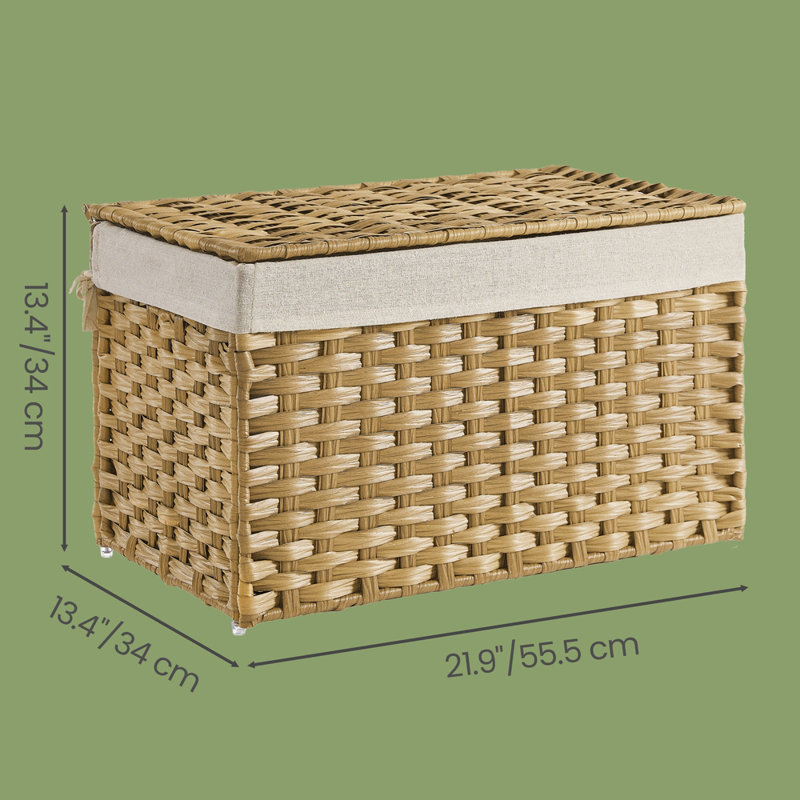 Panier de rangement avec couvercle, panier de rangement à couverture tissée avec poignées, bac de rangement de 17,2 gallons (65L), doublure pliable et amovible, structure en métal, pour chambre à coucher, salle de lavage