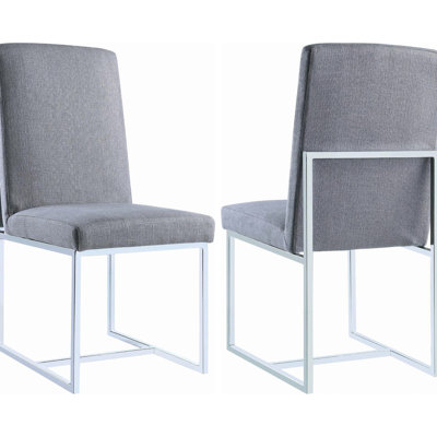 Grey Fabric Dining Chairs  2 Units , High For Enhanced Posture, Versatile Diverse Tables, Contemporary And Attractive Stylish  2 , Upholstered With Fabric, , Compatible Glass & Wood Modern Appeal