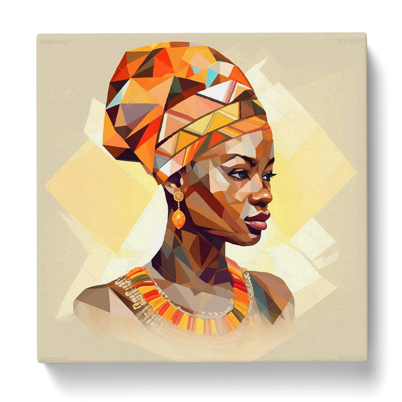 African Woman Polygon - No Frame Print, 50cm H x 50cm W x 3cm D