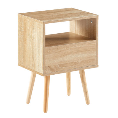 15.4" Woven End Table With Drawer And Solid Wood Legs - Practical Stylish For Various Spaces Fashionable Functional Living Room, Bedroom