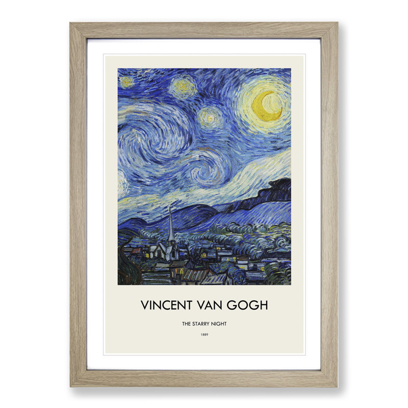 The Starry Night by Vincent Van Gogh - Picture Frame Painting, Oak Framed, 48cm H x 36cm W x 2cm D