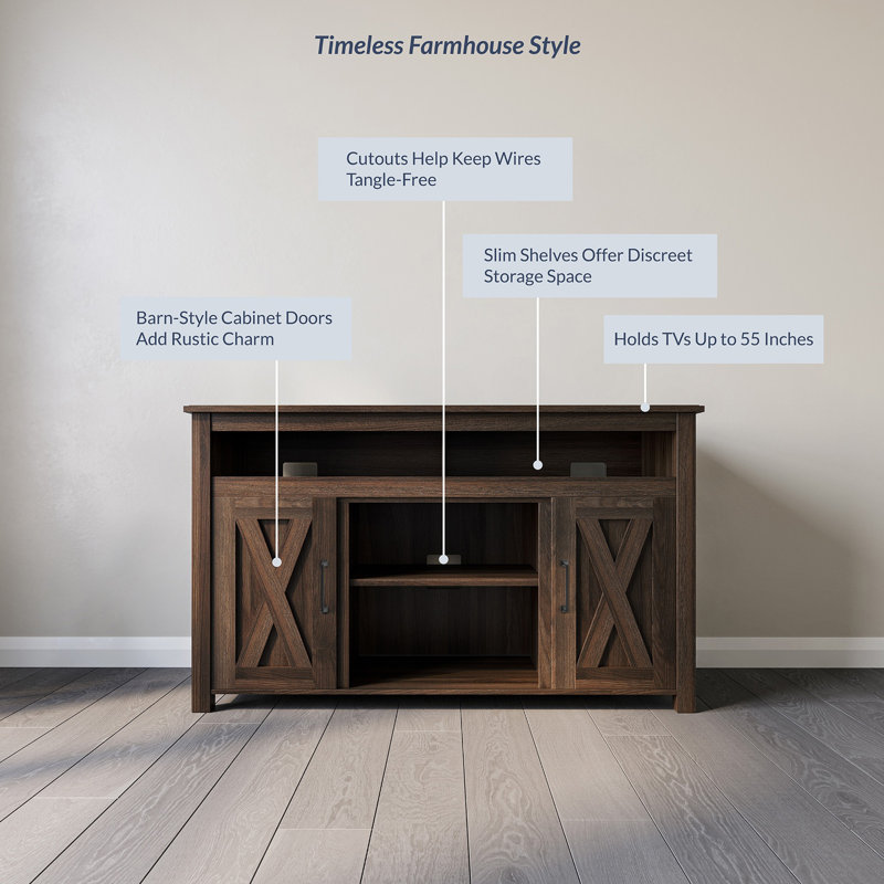 Bolton 47.65'' W TV Stand Media Console, Dark Walnut