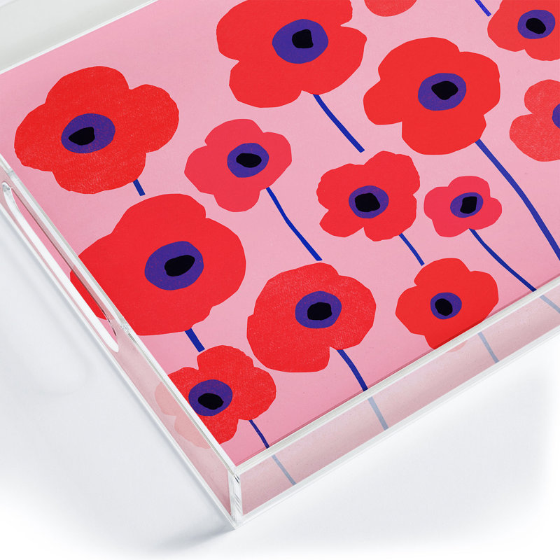 Cassidy Rae Marietta Swiss Cross Remix Acrylic Tray, Floral, Red/Pink