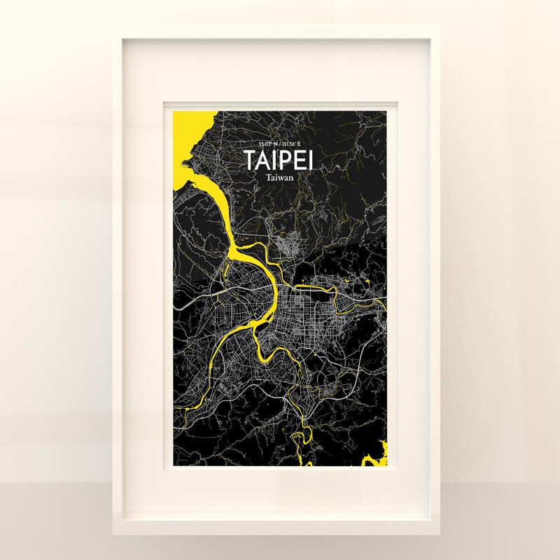 Taipei City Map In Times - No Frame Print, 17cm H x 11cm W x 0.05cm D