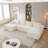 132 Inch Oversized Cloud Boneless Sofa With Chaise, Modern Corduroy U Shaped Modular Sectional Sofa, Deep Seating Comfort, No Assembly Required - Beige-294749648