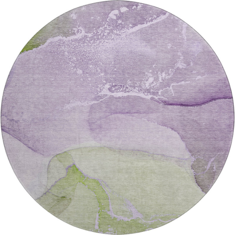 Premium Machine Washable Cerrito AMF517 Purple Rug, Round 8'