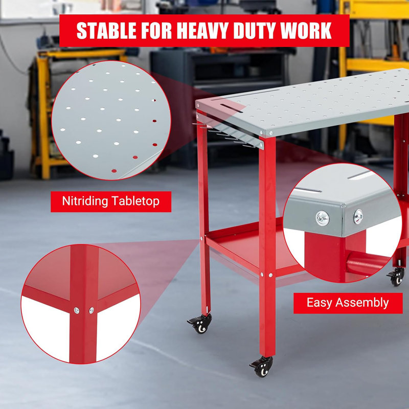 45.7cm W Metal Top Workbench with Wheels