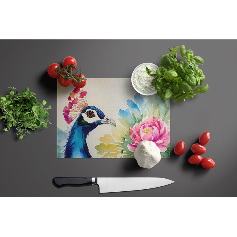 Peacock Glass Cutting Board