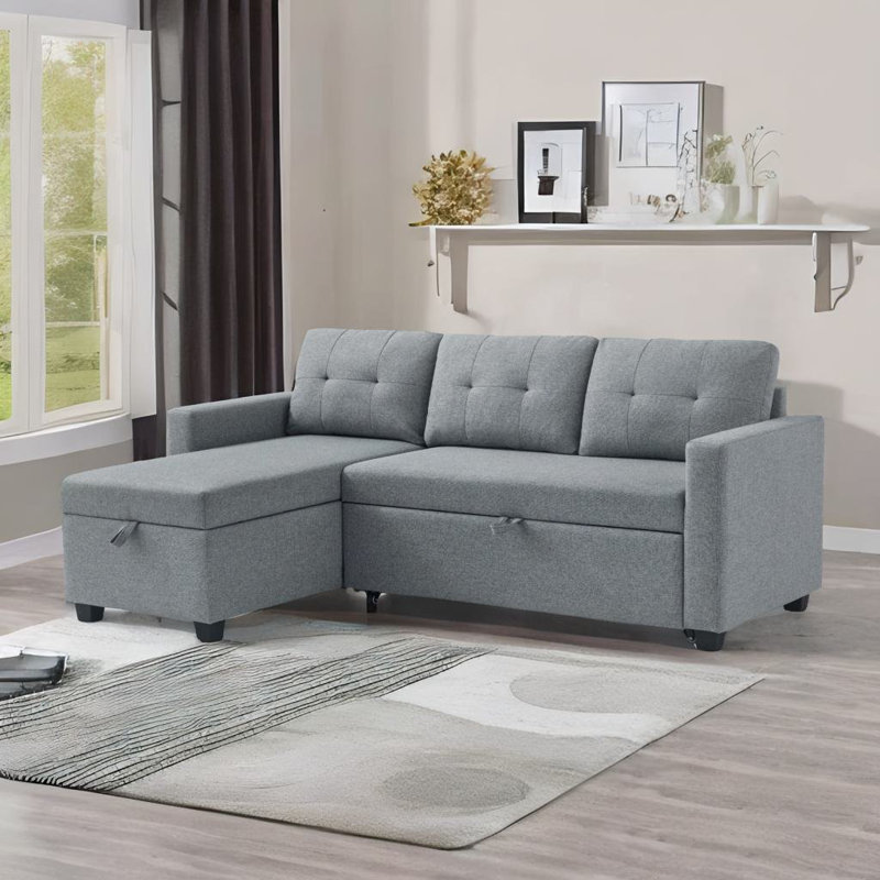 Morphew Upholstered Sectional, Light Grey Linen
