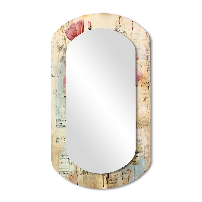Miroir mural asymétrique moderne rose, 43 po x 23 po