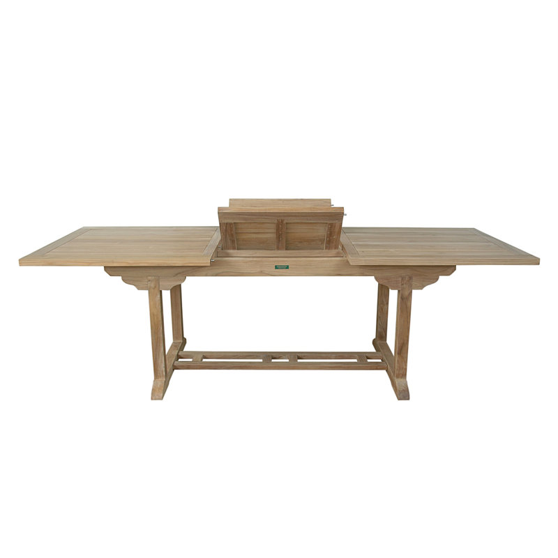 Extendable Rectangular Teak Outdoor Dining Table, 29" H x 36" W x 94" D