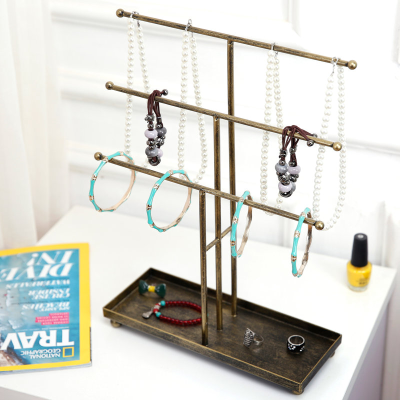 3 Tier Metal Jewellery Stand, Brass