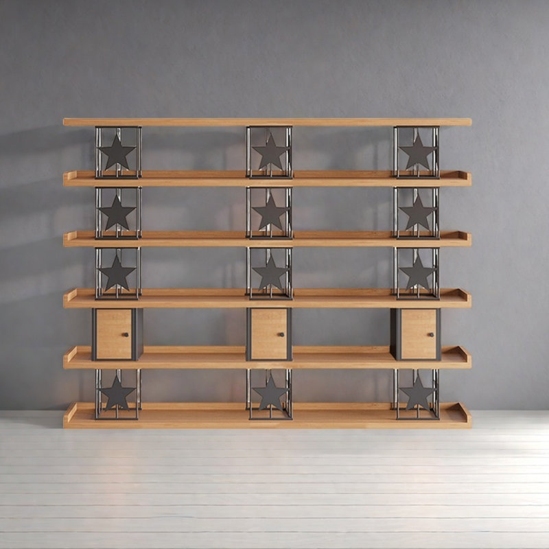 Useful and good-looking bookcase, (6 Shelves) 70.8"H x 94.4"W x 13.7"D, Brown/Black