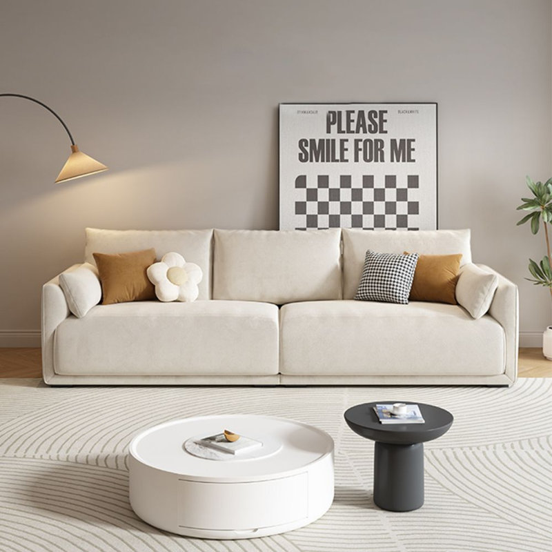 Canapé modulaire orange en cuir véritable, H 35,43 po x l 114,17 po x P 35,43 po, 4