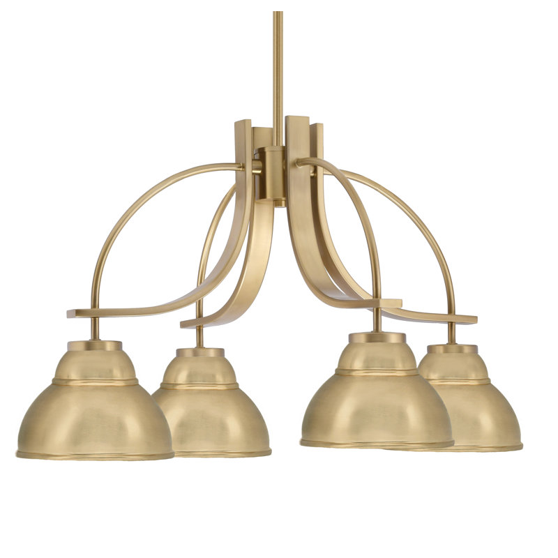 Lustre encastré Cavella, H 15,5 po x l 26,5 po x P 26,5 po, Laiton New Age, 4