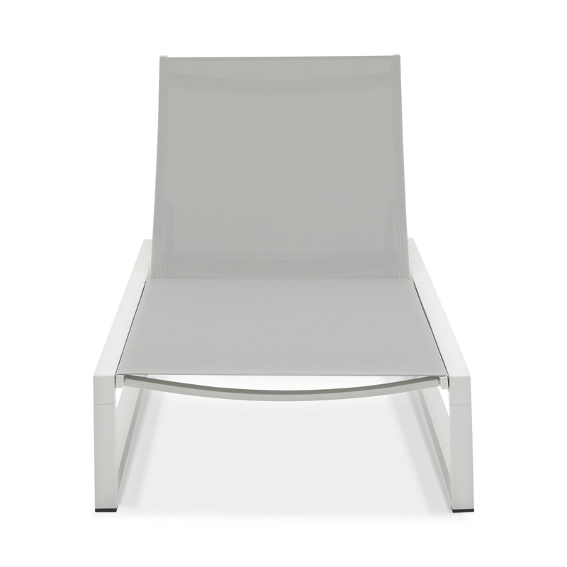 Chaise longue d'extérieur réglable à 5 niveaux, structure en aluminium durable et filet en textilène, parfaite pour le patio / la piscine