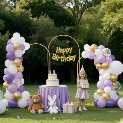 Arch Backdrop Stand, Set of 3, 6/5/4 ft, Stable Structure, Easy Assembly, Gold Metal Arch Backdrop Stand for Wedding, Birthday Party, Graduation, Holiday Celebration, and Ceremony Decoration