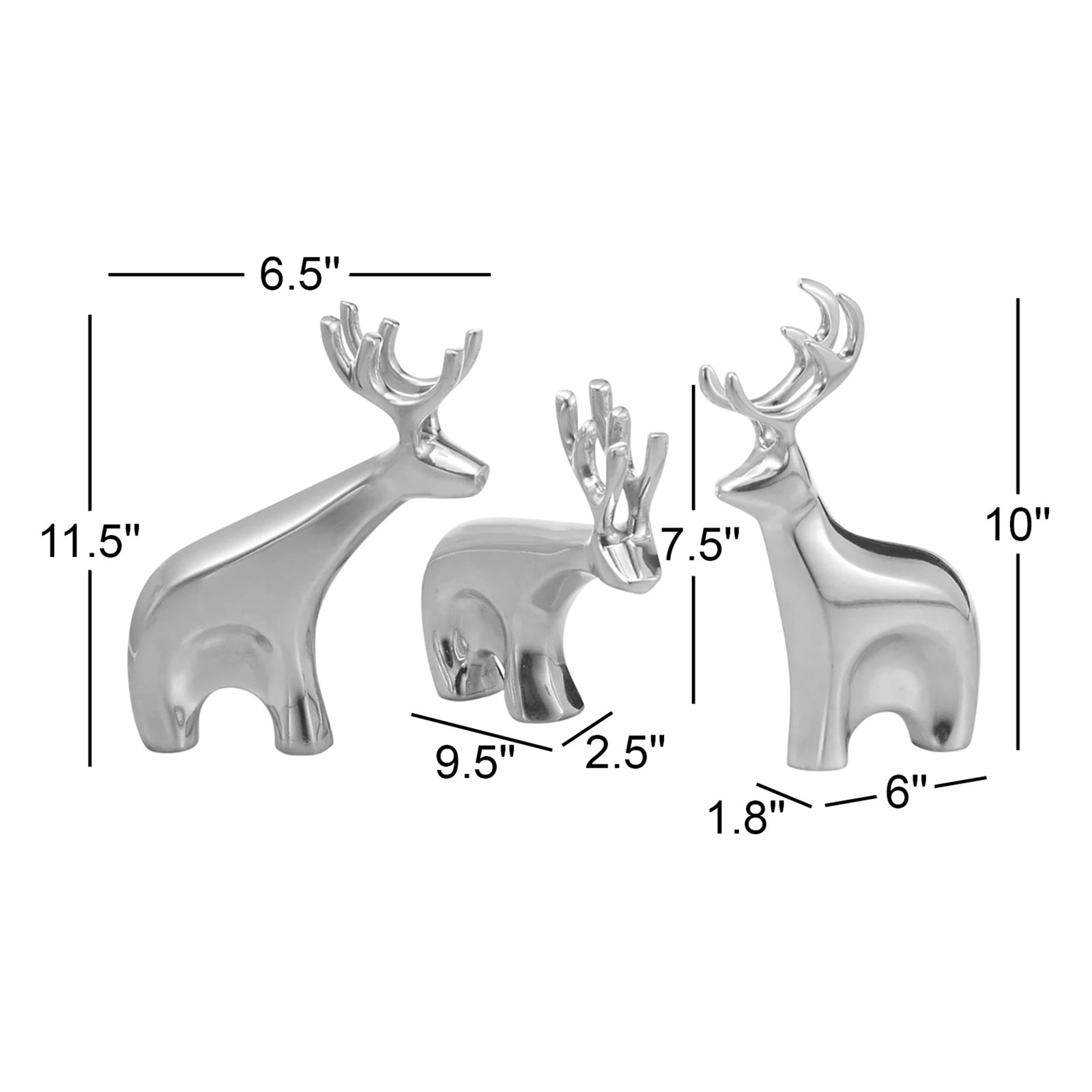 Nambé Holiday Gifts Miniature Reindeer Set, 4.25" H x 3.5" W x 2" D