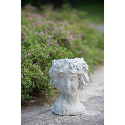 Pot à fleurs mural en ciment, 8 po x 9 po x 11,5 po, gris, avec floral pour jardinière