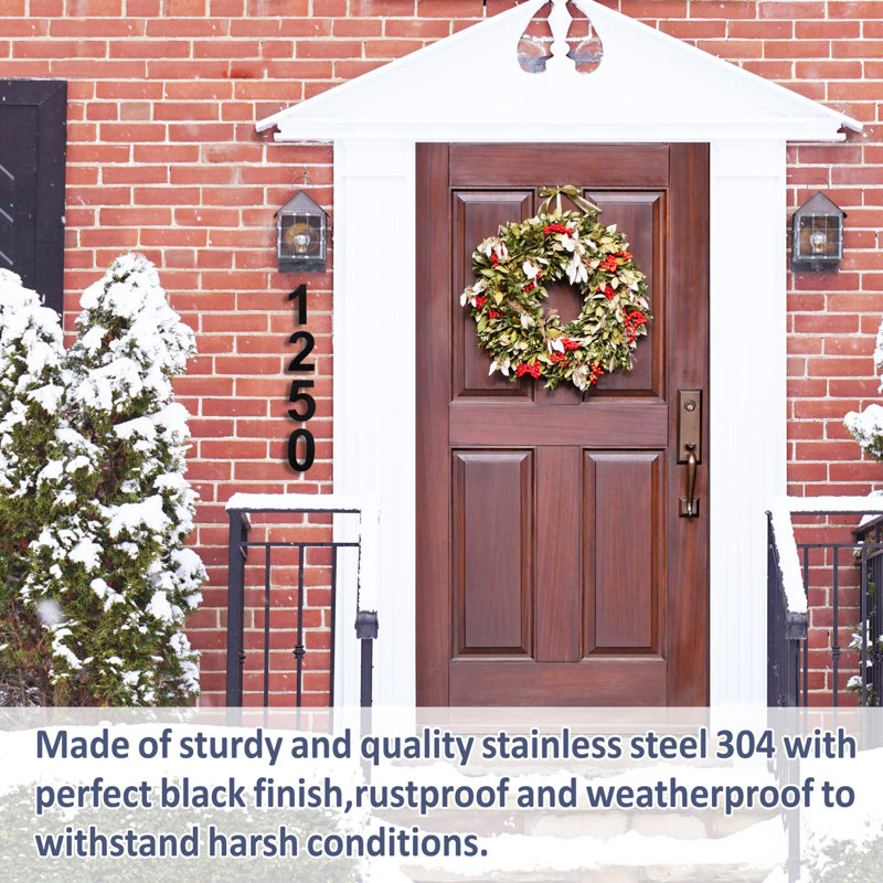8-Inch Black Stainless Steel Floating House Number Sign