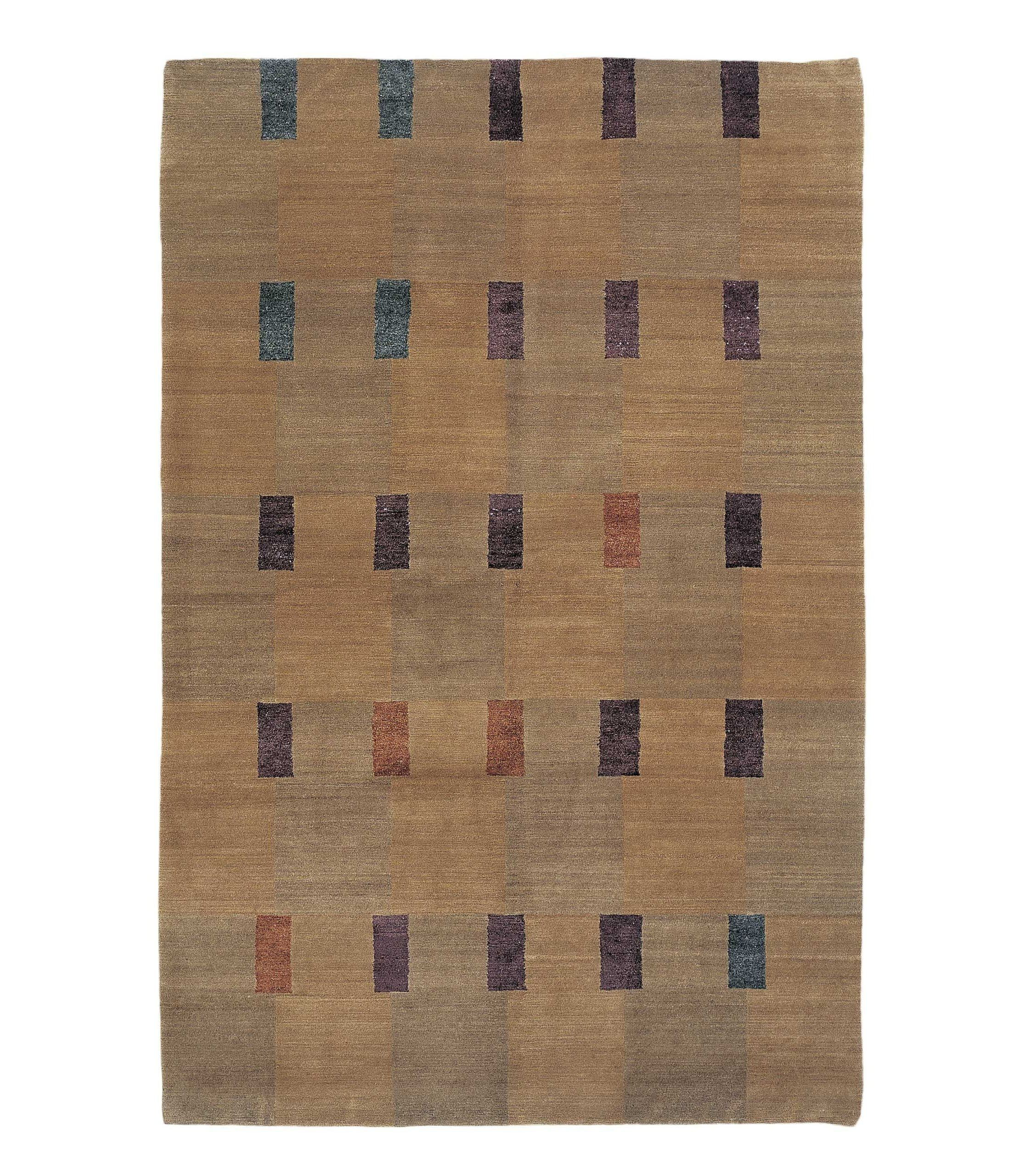 Theda Rug Tufenkian Geometric Handmade Knotted Wool/Silk Blue/Brown/Purple Area ...