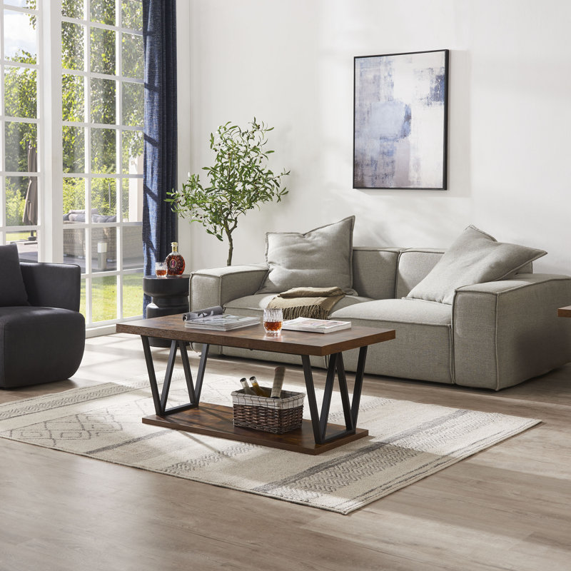 Table basse avec rangement Barcley, Brun rustique