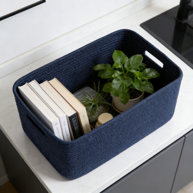 Large Storage Baskets For Shelves And Closet Organizers, Woven Rope Bins For Clothes, Blankets, Toys, And Nursery, 2-Pack Rectangular Decorative Baskets
