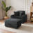 Ermia Modern Faux Fur Chaise Lounge Chair with Movable Storage Ottoman and Cup Holder-111718440