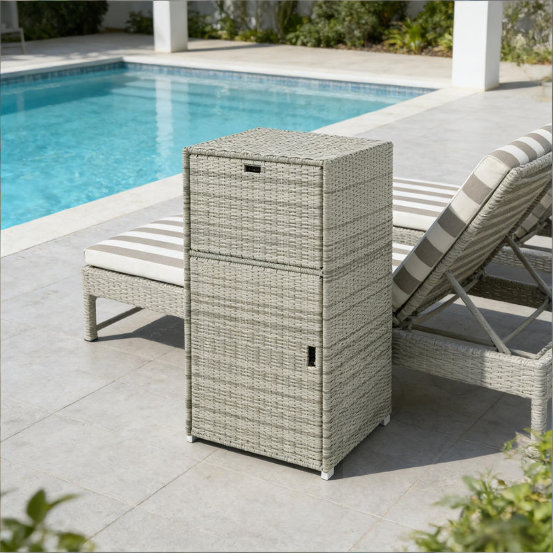 Outdoor Deck Box  With Drawer And Cabinet, Gray