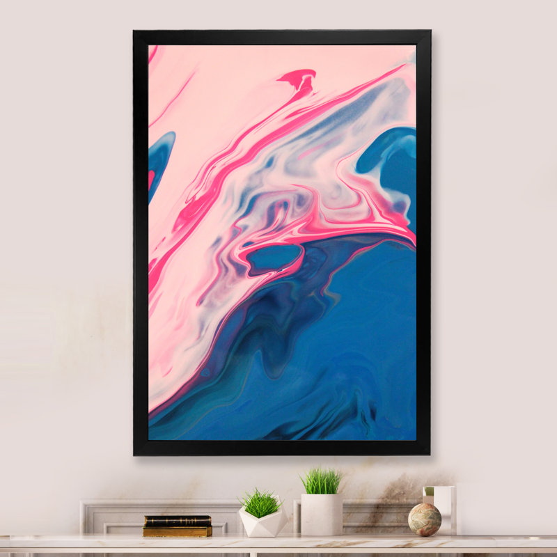 Art liquide sur toile dans les tons de rose - Art mural moderne et contemporain sur toile, H 20 po x l 12 po x P 1 po