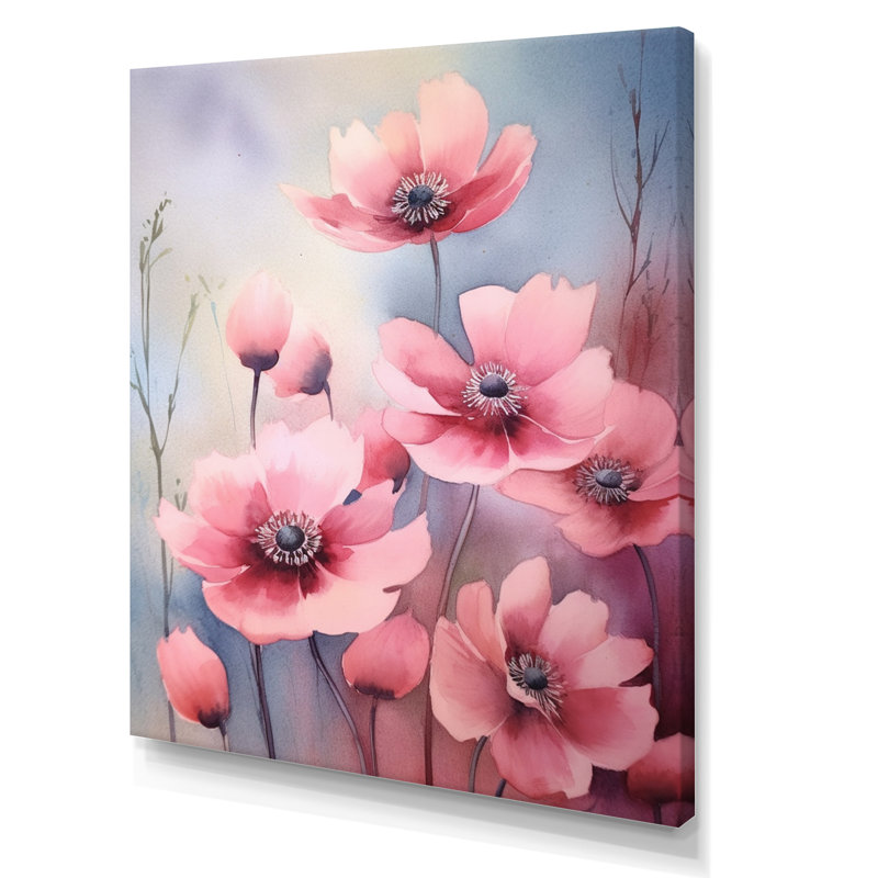 «Pink Blue Meadow» sur toile, Toile tendue, H 20 po x l 12 po x P 1 po